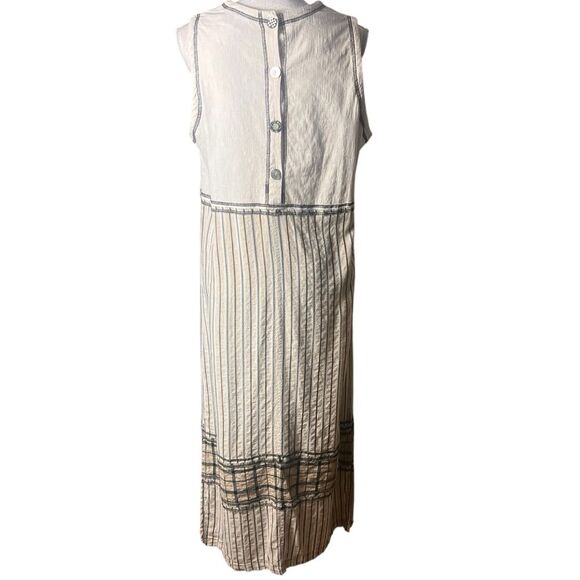 Vintage Surya II Sleeveless Dress Size 1X Ivory Boho Travel Buttons - Picture 2 of 10